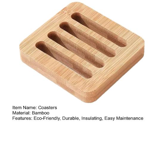 Bamboo Coasters Anti-Slip Heat Resistant Cup Mat Eco-Friendly Tea Coffee Pad Placemats for Home Kitchen Restaurant Bar Office