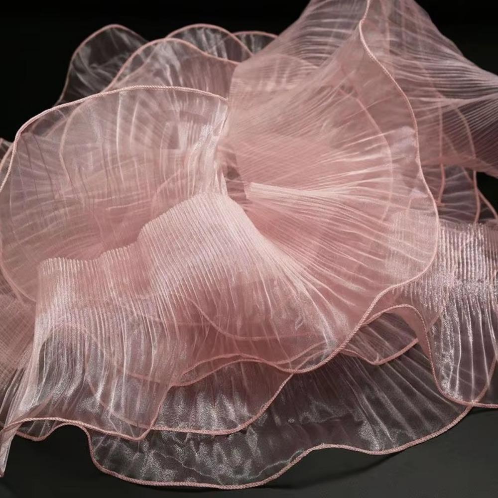 2025 15CM Wide Pleated Mesh Lace Transparent High Quality Big Wave Chiffons Fabric DIY Material Dress Accessories