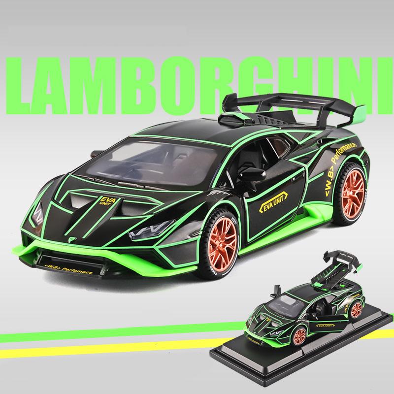 1/24 масштаб Lambo, литая под давлением модель автомобиля, игрушечный автомобиль с откатным механизмом, звуковым светом и распылителем для детей, коллекция подарков для мальчиков и девочек