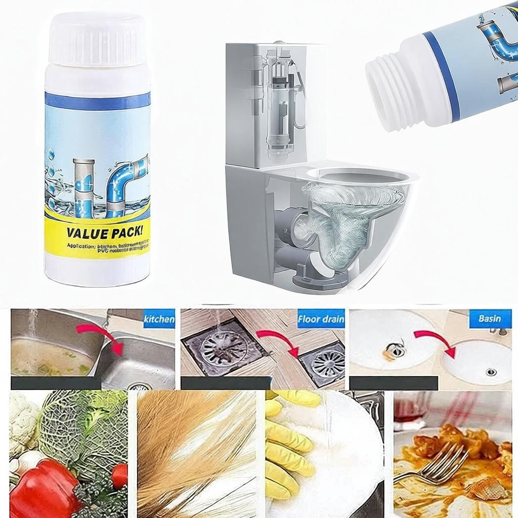 Wild Tornado Drain Pipe Dredging Powder Powerful Sink and Drain Cleaner Pipe Cleaner Quick Foaming Toilet Cleaner for Kitchen Toilet Pipes Dredging