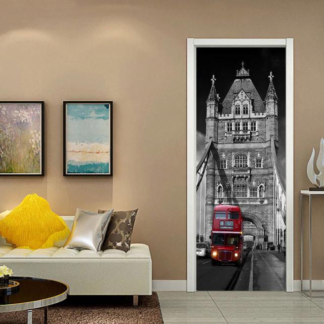 Самоклеящиеся наклейки на дверь в британском стиле, обои, 3D рельефная штукатурка, резная гостиная, спальня, дверь, настенная наклейка, наклейки на стены