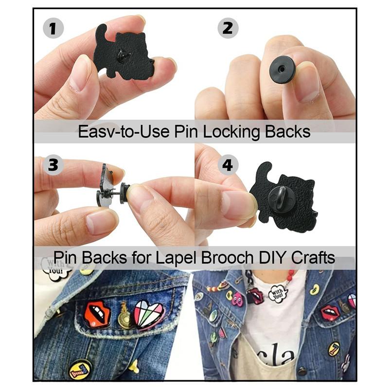 50/100/500Pcs Black Rubber Locking Pin Back Butterfly Clasp Clutch Squeeze Brooch Badge Holder For DIY Jewelry Craft Accessories