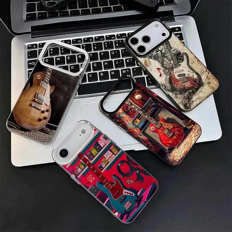 Guitar Retro Rock Music Shockproof Phone Case for iPhone 17 Air 16 16E 15 Pro Max 14 Plus 13 Mini 12 Back Cover Anti Fall Fundas