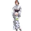 Adult Plus Size Yukata Set with Separate Set Large Morning Glory Pattern with Shibori Sizes Women's Obi, 3-Piece (3. Pattern, 4L-5L)