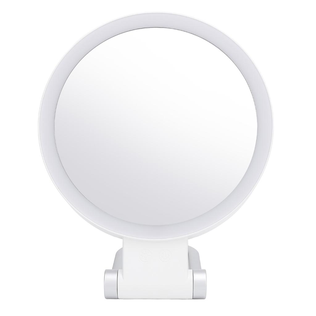 Дорожное зеркало для макияжа с подсветкой, белая подставка, регулируемый угол, увеличительное зеркало, двустороннее увеличение