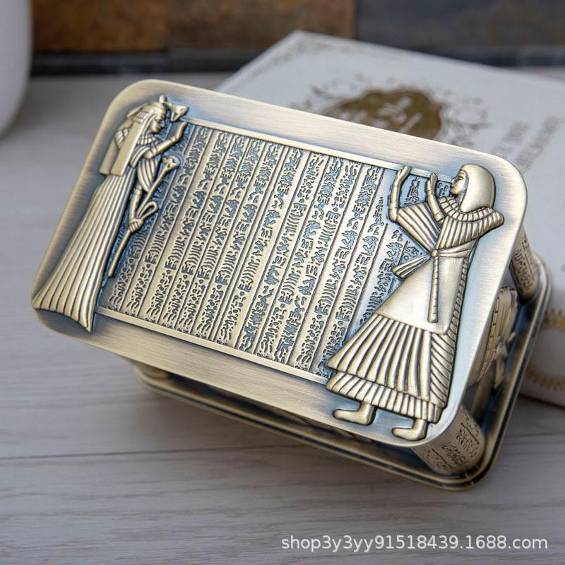 Metal Vintage Egyptian Style Jewelry Box Necklace Organizer High-end Decorative Storage