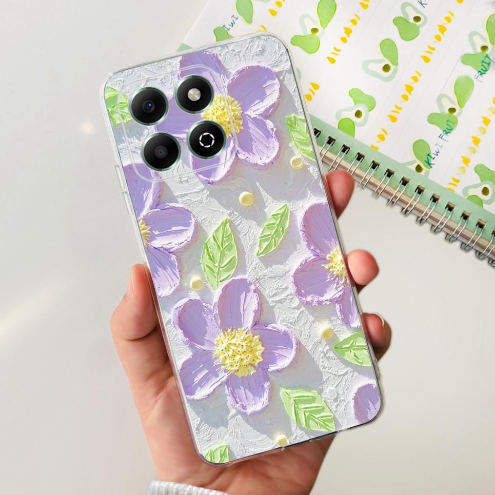 Flower Butterfly Women Fashion Back Cover For Huawei Honor X6b X6a Plus HonorX6 4G 5G Phone Funda Transparent Soft TPU Silicone