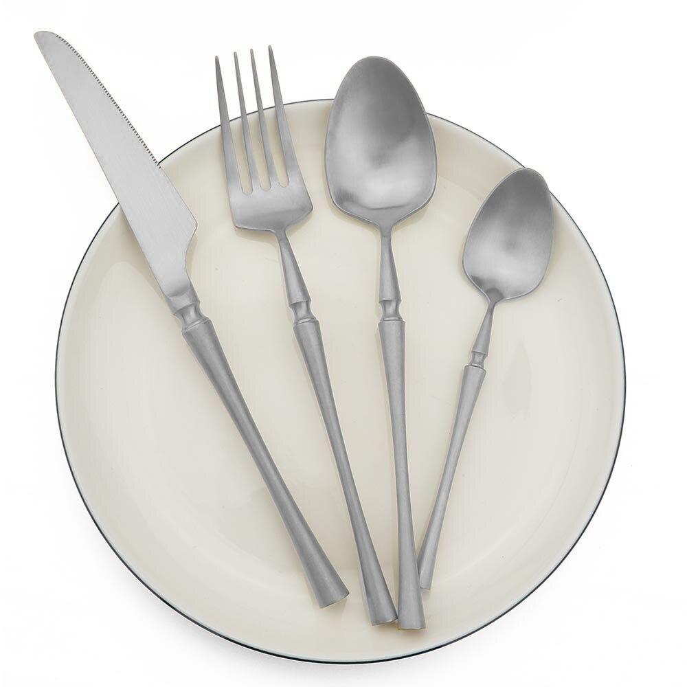 New Stainless Steel Purple Cutlery Set Matte Polishing Black Dinnerware Set Tableware Dinner Knife Fork Soup Kitchen Accessories