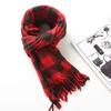 Women Winter Scarf Plaid Print Lightweight Soft Warm Scarf with Tassel Trim Cold Weather Imitation Cashmere Scarf