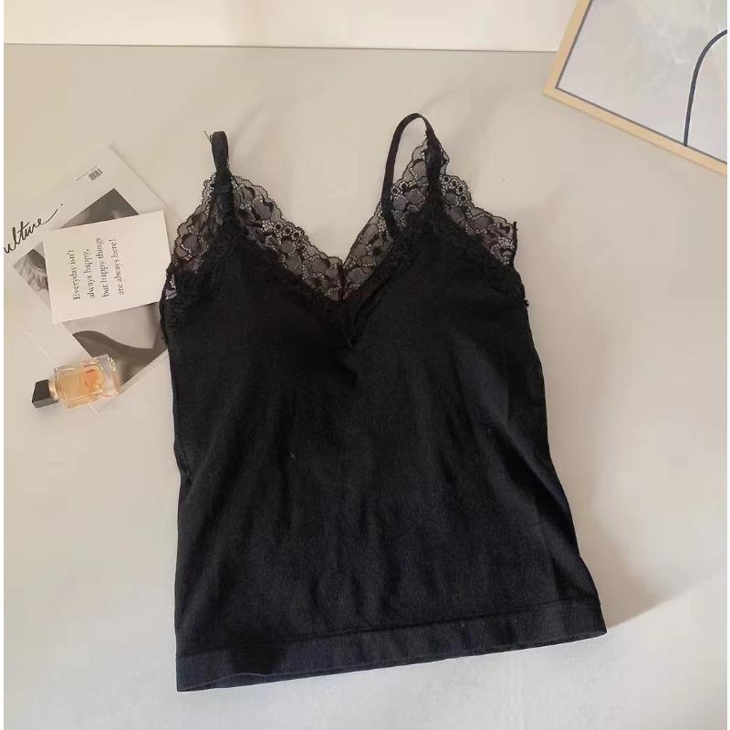 Бесшовный топ с кружевной отделкой и встроенным бюстгальтером, облегающий летний стиль