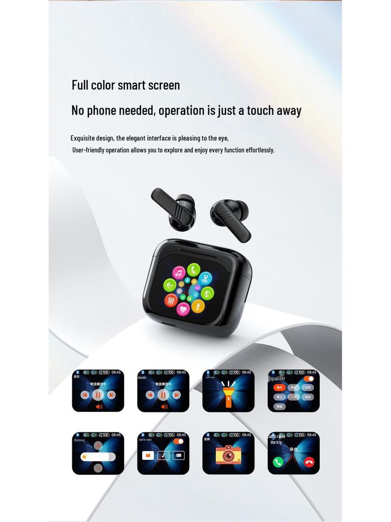 Долговечные беспроводные Bluetooth-наушники с шумоподавлением и умным цветным экраном, удобные для длительного ношения