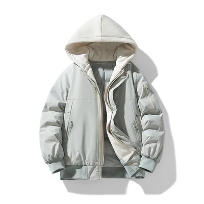 Теплые двухслойные куртки, новые осенне-зимние пальто, мужская и женская трендовая и универсальная парная одежда, повседневная хлопковая куртка с капюшоном для молодых студентов