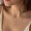 Exquisite Zircon Cross Pendant Necklace for Women Trendy Light Luxury Gold Color Rotatable Crown Necklace Jewelry