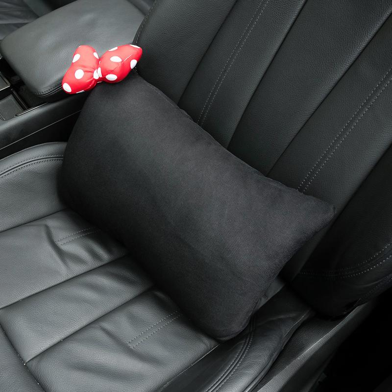 New Breathable Ice Silk Car Neck Pillow Cute Cartoon Red Dot Bow Universal Auto Seat Headrest Waist Support Car Accessories
