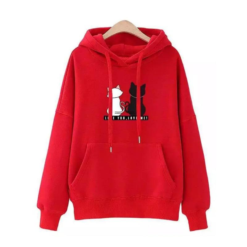 2025 Streetwear Hoodies Women Hoodies Autumn Spring Long Sleeve Harajuku Cat Print Sweatshirts Casual Pullover