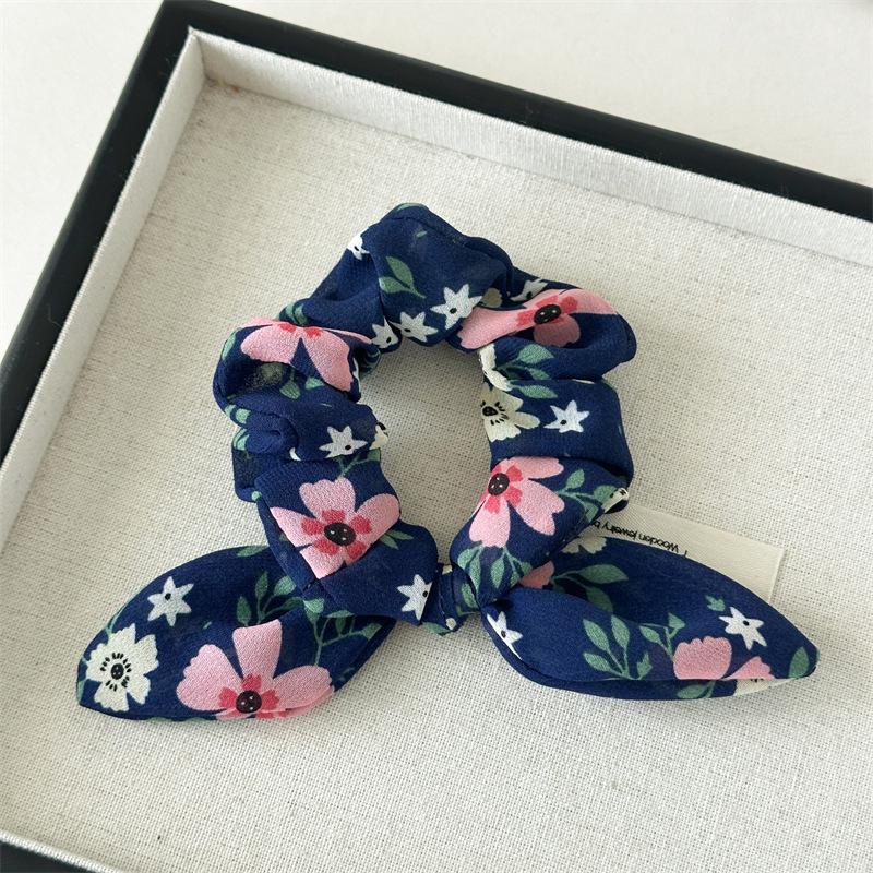 Romantic Floral Print Scrunchies Soft Chiffon Hair Ties Summer Sweet Garden Style Hair Accessories For Teen Girls Party