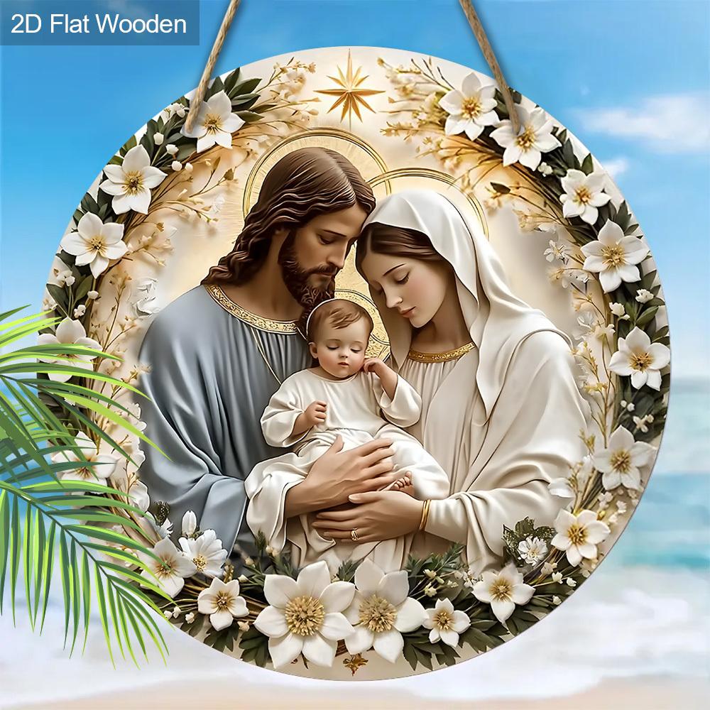 5 шт. Очаровательная деревянная табличка с изображением вертепа в фермерском доме - круглая, 7,87 дюйма, дизайн венка для украшения Рождества и гостиной, идеальная идея для подарка