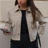 Куртки для женщин осенняя мода однотонные передние карманы пуговицы длинный рукав куртка элегантная женская повседневная верхняя одежда пальто