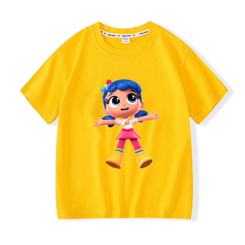True and The Rainbow Kingdom Kids Tees Cartoon Print Cotton Girls Short Sleeve Casual Boys Cute T Shirt Children Summer Clothes