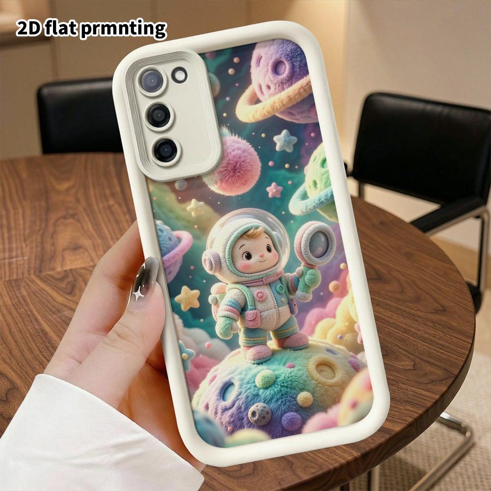 Phone case: 2D flat, suitable for Samsung Galaxy A34 A35 M05 M06 S20 S22 S21 FE Plus 5G protective case, space little astronaut, perfect Christmas and