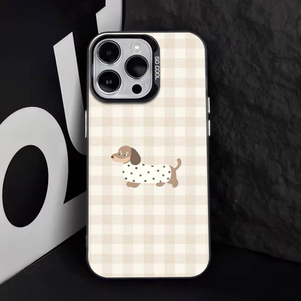 Такса Чехол для телефона для iPhone 17,16,15,14,13,12,11 Plus,Pro Max,XS,Цветной Посеребренный Внутренний Чехол