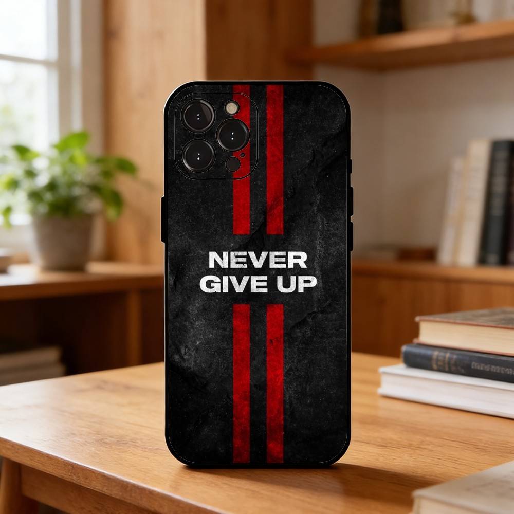 M-Вдохнови себя никогда не сдаваться Чехол для телефона для iPhone17,16,15,14,13,12Plus,Pro Max,XS,5G Мягкий силиконовый Черный чехол