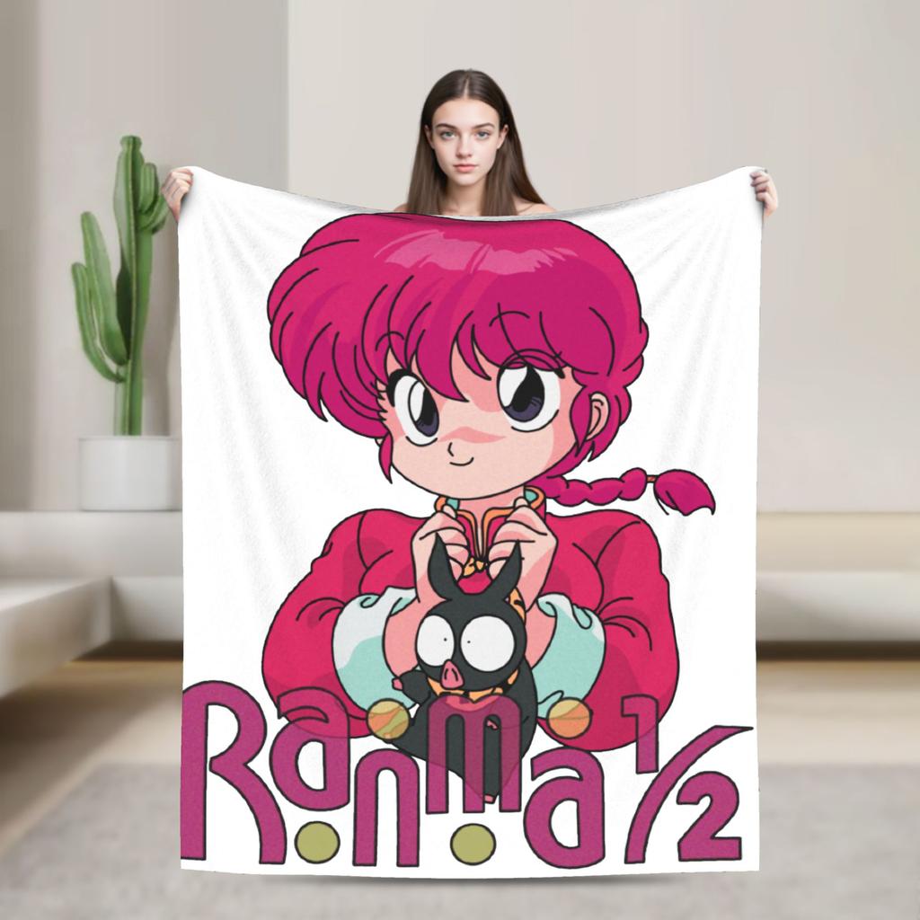 Пледы Ranma 1/2 с принтом из аниме, флисовые, дышащие, легкие, для кровати, для улицы, одеяло