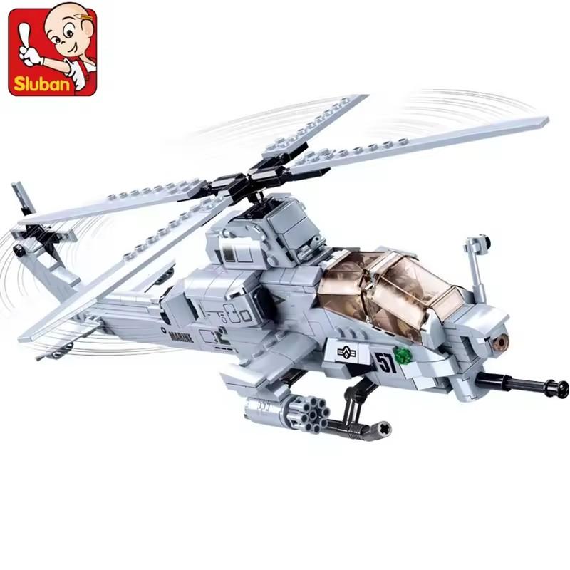 Sluban AH-1Z VIPER Самолет Самолет Вертолет Боевой Вертолет Строительные Кубики Военное Оружие Кубики Brinquedos Игрушки для Мальчиков