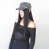 Y2k Metal Rivet Flat Top Hat Cloth Equestrian Hat Personality Retro Baseball Cap  Travel