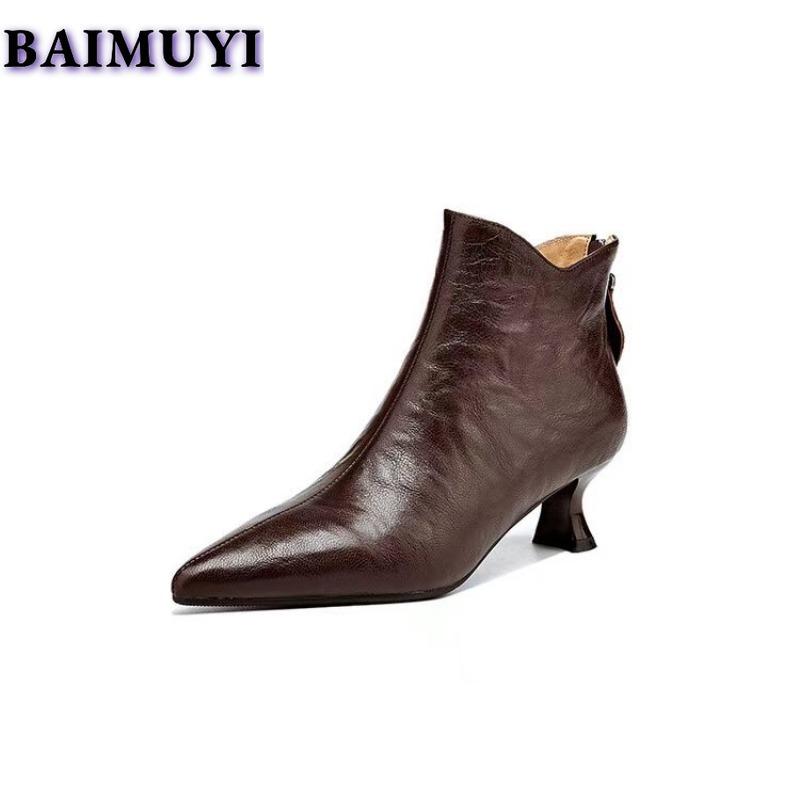 Сексуальные женские ботильоны с острым носком на шпильках, кожаные ботинки, зима 2025 года, новые зимние ботинки «Челси», гладиаторские ботинки в стиле ретро, женские ботинки