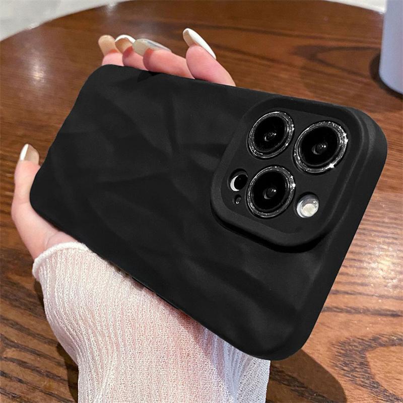 Soft Silicone Fold Pattern Phone Case For iPhone 16 15 12 13 14 11 Pro Max 16 Plus Candy Bumper Cover For Iphone 15 Pro Max Case