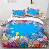 Пододеяльник Кинг/Квин «Подводный мир» Мультяшный комплект постельного белья с океанскими животными для детей Рыбы Кораллы Морская жизнь Мягкий полиэстеровый пододеяльник