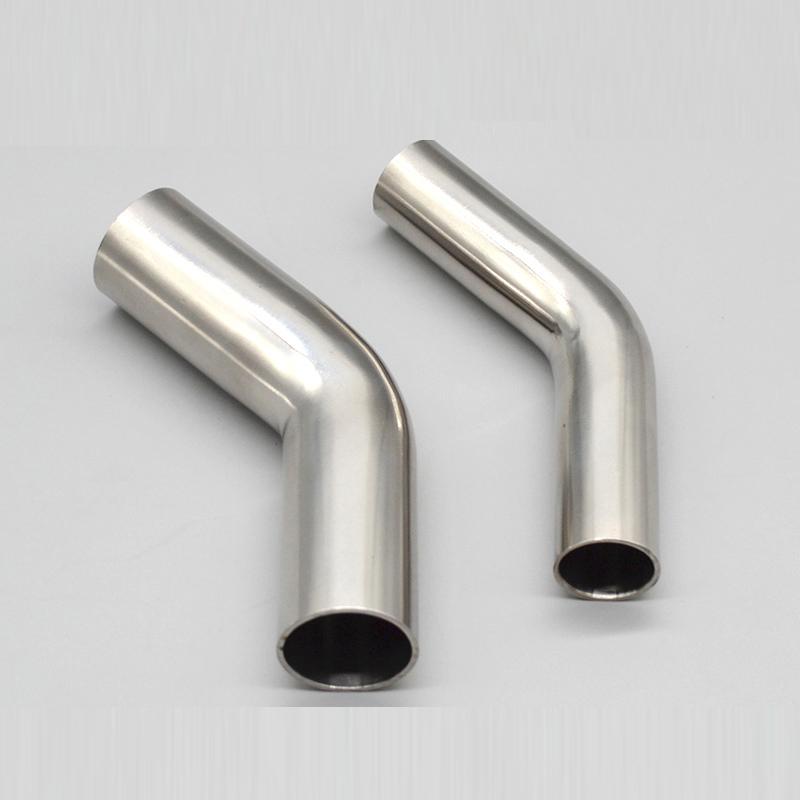Stainless steel non-standard exhaust 45 degree elbow 70mm extended and 200mm extended at both end exhaust bend