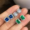 Green Zircon Square Diamond Earrings for Women
