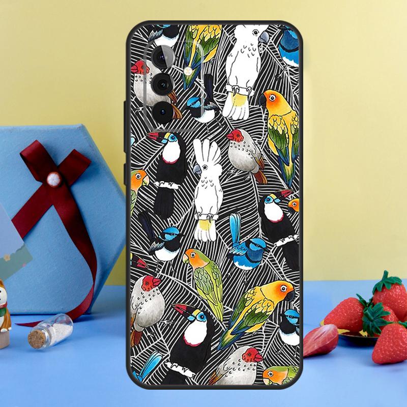 Colorful Parrots Case For Samsung Galaxy A14 A54 A34 A12 A22 A32 A52 S A51 A71 A13 A23 A33 A53 A15 A25 Cover