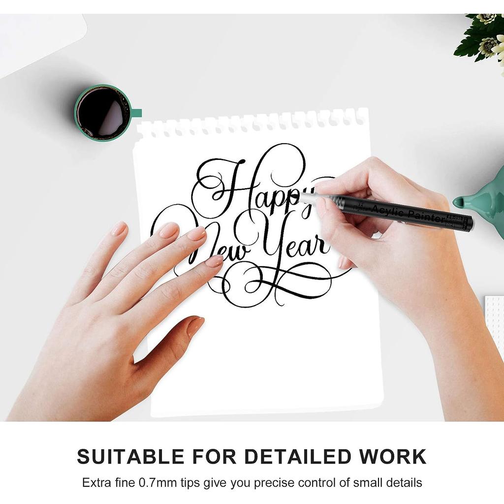 6Pcs/set Black Acrylic Paint Pen For Rock Painting Stone Ceramic Glass Wood Tire Fabric Metal Canvas Graffiti Pen