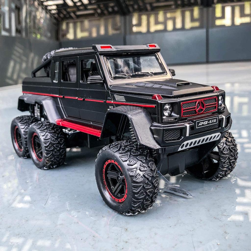 Масштаб 1/22 Benz G63 AMG 6x6 V12, внедорожная черная модель пикапа, игрушечный автомобиль из цинкового сплава со звуком и светом для детей, подарок для мальчиков и девочек