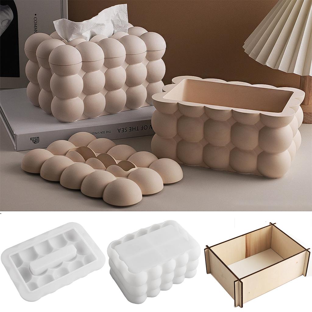 Силиконовая форма для DIY коробки для салфеток, креативная форма для хранения с бусинами-пузырьками, форма держателя для бумажных салфеток, 3D-форма для поделок из гипса, смолы, подарки, декор для дома