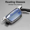 Unisex Folding Reading Glasses Transparent Lenses Full Metal Frame Anti Blue Light Comes with Case for Men and Women