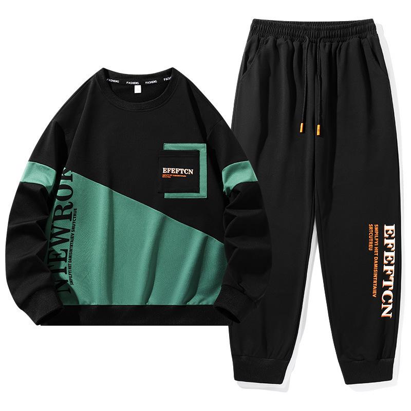 Мужской и женский красивый модный повседневный спортивный костюм для пары, весенне-осенняя толстовка с круглым вырезом, комплект из двух предметов