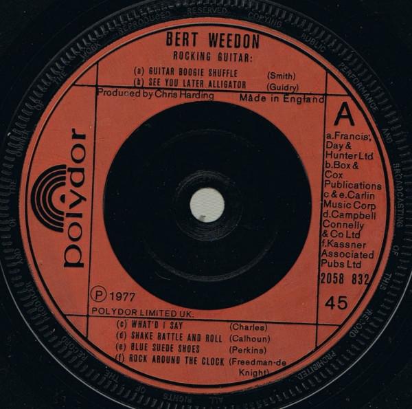 7-дюймовая пластинка BERT WEEDON - Rocking Guitar 2058832 Polydor 1977 UK Rock Б/у