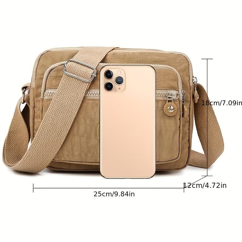 Прочная многослойная сумка через плечо на молнии, нейлоновая квадратная сумка через плечо, идеальная сумка-мессенджер для ежедневного использования