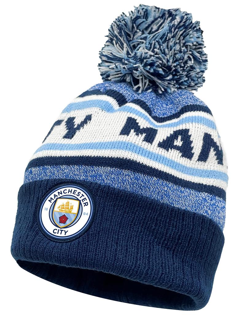 Fan Ink Manchester City Beanie Knit Ski Licensed M City Winter Large Hat, Hat, White, White,