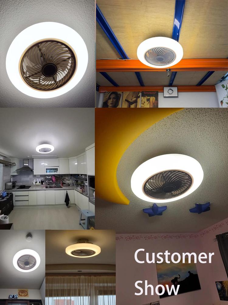 Smart ceiling fan 46 52cm fans with lights remote control bedroom decor ventilator lamp air Invisible Blades Retractable Silent