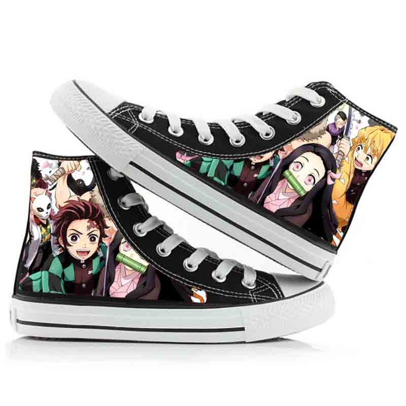 Demon Slayer Print Canvas Shoes Fashion Anime Student Men Women Unisex Casual Shoe Lovers Couples Shoes