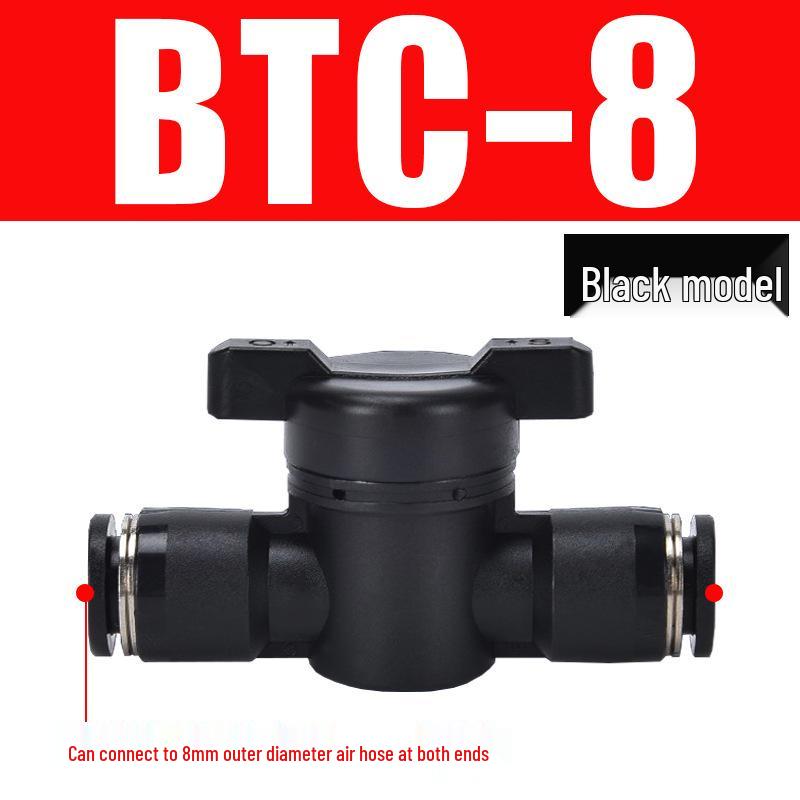 Pneumatic BUC-6-10 Hand Valve: 8mm Air Hose, 12mm Manual Straight Valve with Quick Connect Fitting