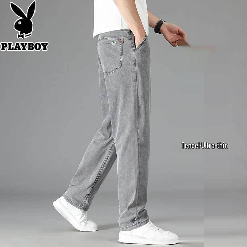 PLAYBOY Мужские охлаждающие джинсы из тенселя свободного прямого кроя
