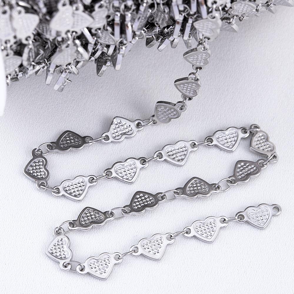 1M Stainless Steel Printed Dot Striped Square Necklace Chain Geometry Link Chains DIY Bracelet Accessory Jewelry Making Supplies