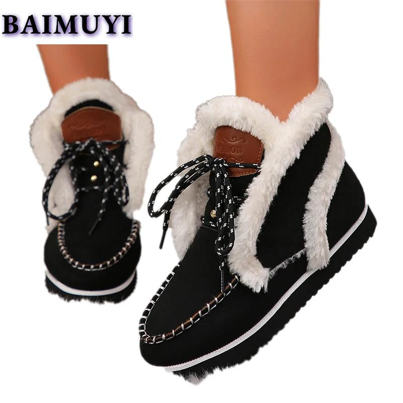 Пушистые зимние ботинки на плоской подошве, женские хлопковые туфли на платформе, тренд 2025 года, новые дизайнерские зимние ботинки для женщин, повседневные, для ходьбы, Mujer Botas