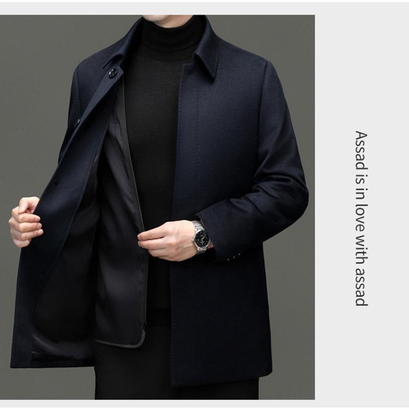 80% Wool + 10% Cashmere + 10% Mulberry Silk Goose Down Liner Detachable Business Executive Wool Coat